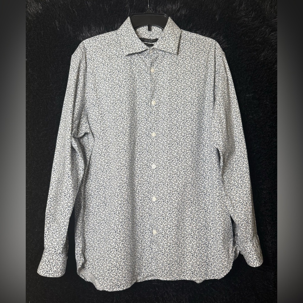 John Varvatos Mens Signature Tailored Slimfit Floral Shirt Size Large